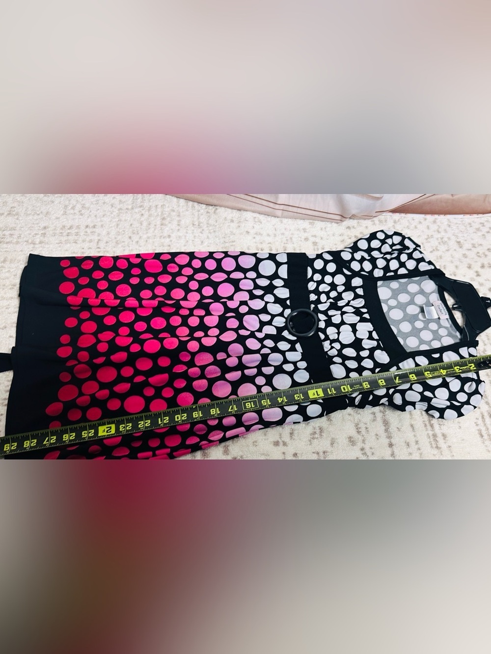Echo Black White and Pink Polka Dot Girls Casual Dress - Picture 6 of 9